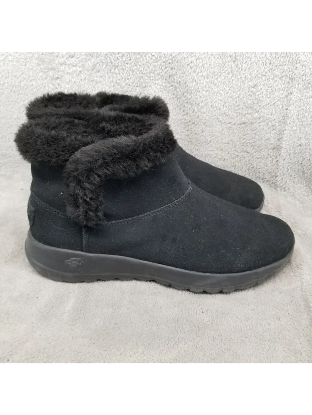 Skechers Shoes Womens Size 9 On The Go Black Suede Faux Fur Lined Boots *Read*